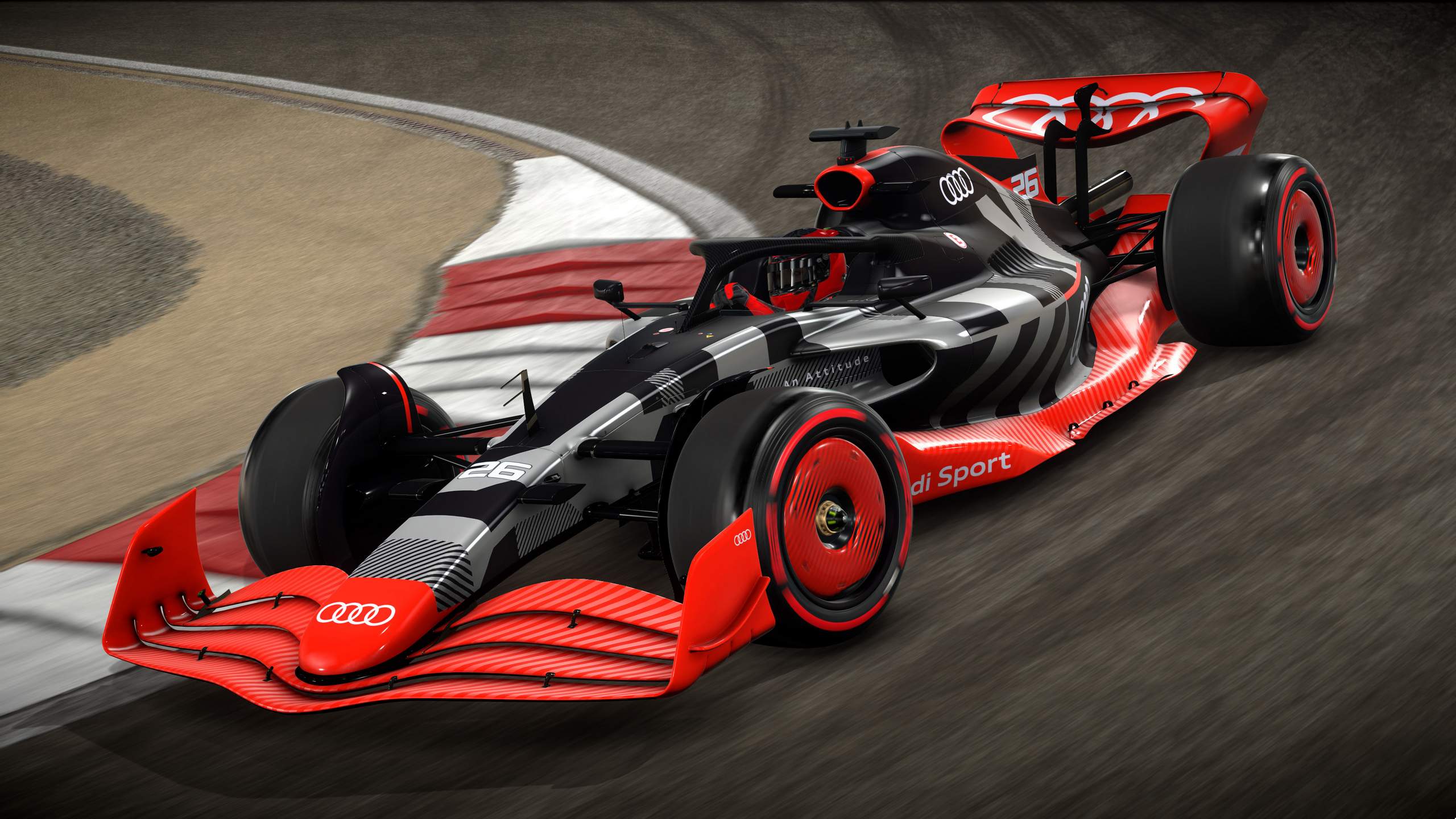Showcar mit Audi F1 launch livery in the simulation EA SPORTS F1® 22